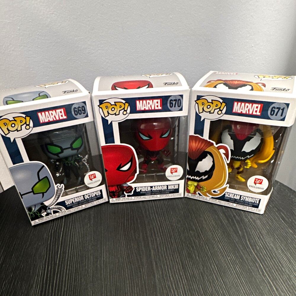 Funko Pop Marvel 669 670 671 Walgreens Exclusive Spider-Man 3 Figure Lot